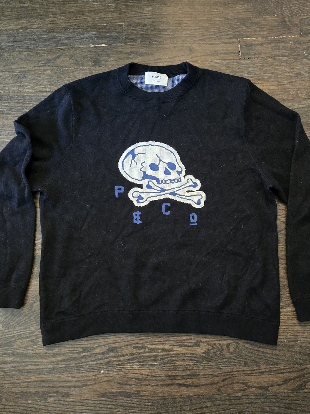P&Co Skull & Crossbones Knit Crewneck Sweater XL
